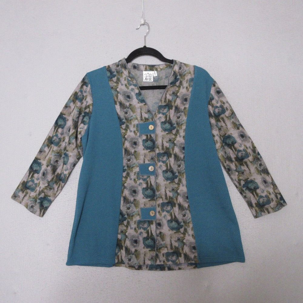 Parsley & Sage Top Tunic Women Medium Floral Button Detail Artsy Lagenlook India